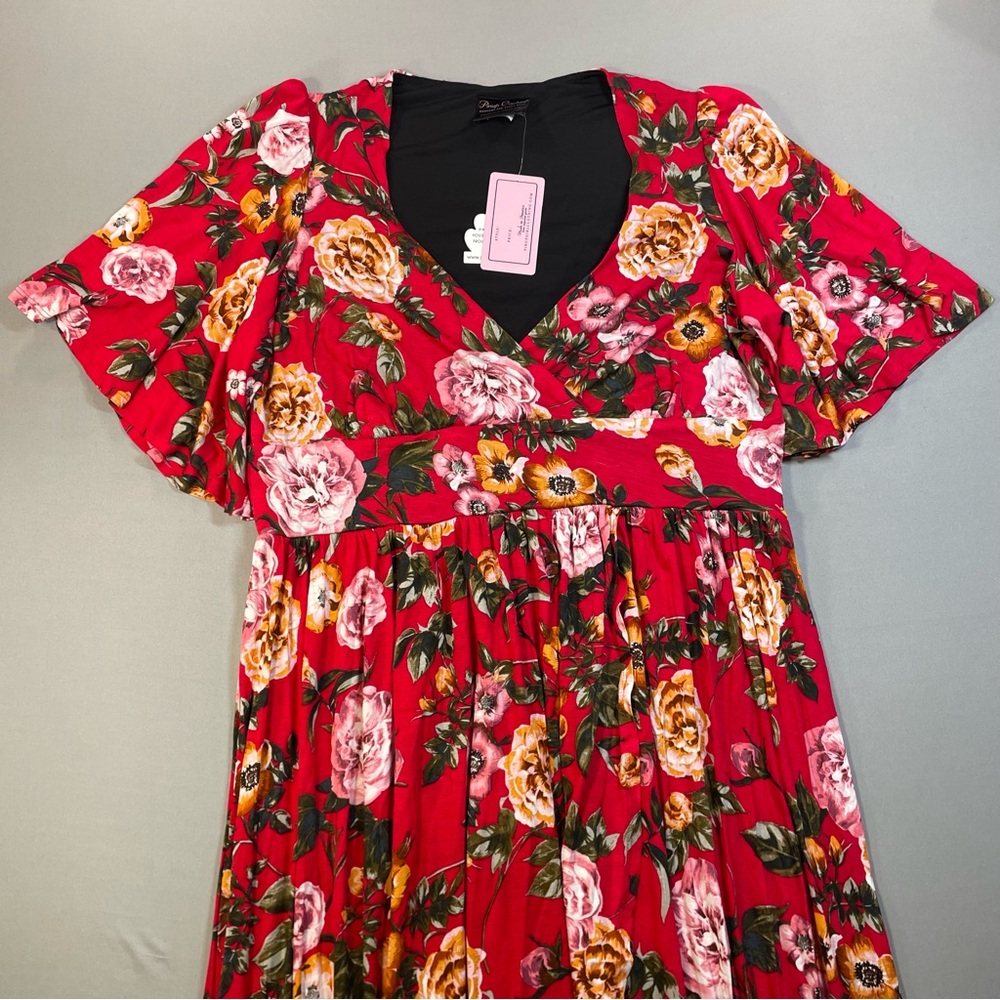 NWT Pinup Couture Katy Maxi Dress, Fitted Bust, Flutter Sleeve, Flowy Skirt - 2X - Picture 3 of 16